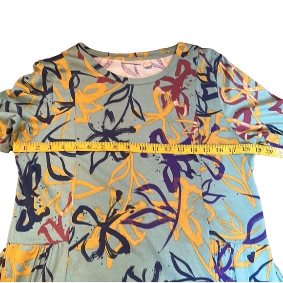 LOGO Lori Goldstein Green & Floral Jersey Knit Midi/ Maxi Dress Sz Sm Art 2 Wear - Picture 10 of 13